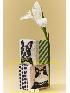 ANTHROPOLOGIE Embroidered CAT Jewelry Box NEW